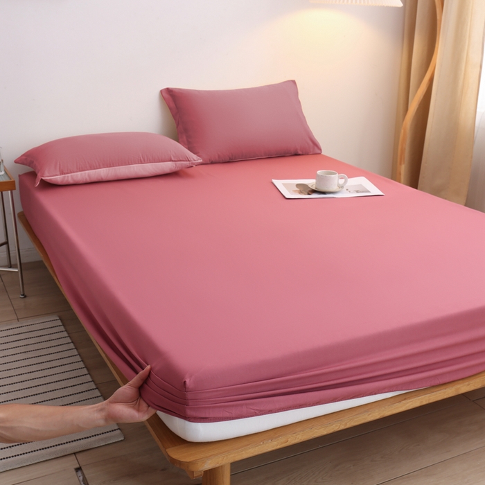 啊雅家居 2025（外贸）新款简约单人床笠双人床笠水洗磨毛床笠跨境电商 豆沙