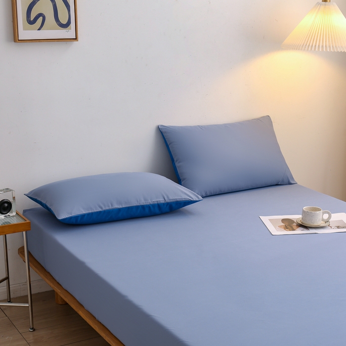 91家纺网 家纺一手货源 找家纺 啊雅家居 2025（外贸）新款简约单人床笠双人床笠水洗磨毛床笠跨境电商 浅蓝灰