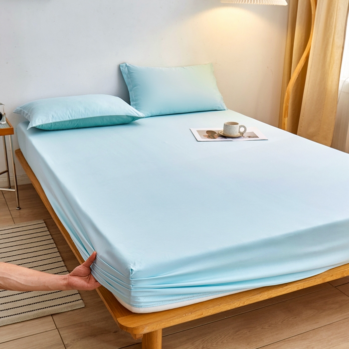 91家纺网 家纺一手货源 找家纺 啊雅家居 2025（外贸）新款简约单人床笠双人床笠水洗磨毛床笠跨境电商 水绿