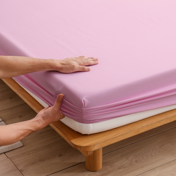 91家纺网 家纺一手货源 找家纺 啊雅家居 2025（外贸）新款简约单人床笠双人床笠水洗磨毛床笠跨境电商 粉色