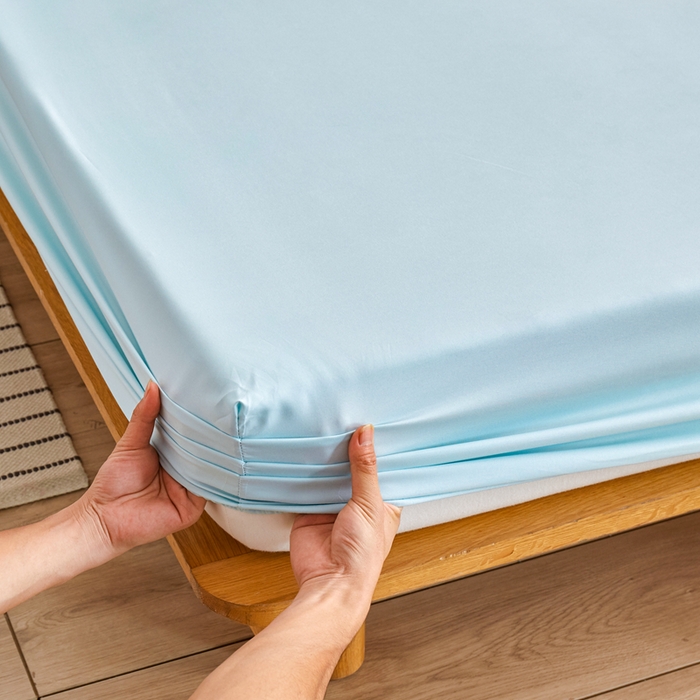 91家纺网 家纺一手货源 找家纺 啊雅家居 2025（外贸）新款简约单人床笠双人床笠水洗磨毛床笠跨境电商 水绿