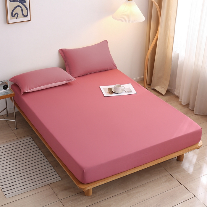 91家纺网 家纺一手货源 找家纺 啊雅家居 2025（外贸）新款简约单人床笠双人床笠水洗磨毛床笠跨境电商 豆沙