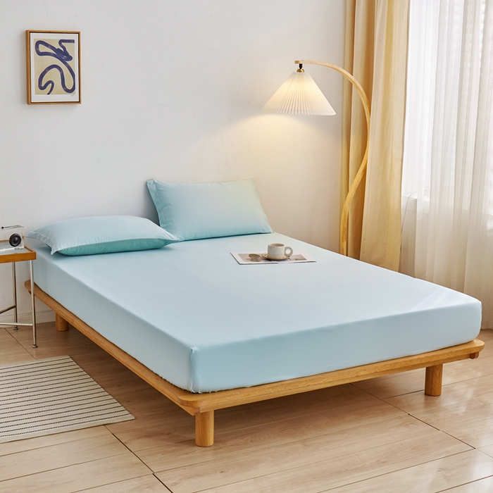 91家纺网 家纺一手货源 找家纺 啊雅家居 2025（外贸）新款简约单人床笠双人床笠水洗磨毛床笠跨境电商 水绿