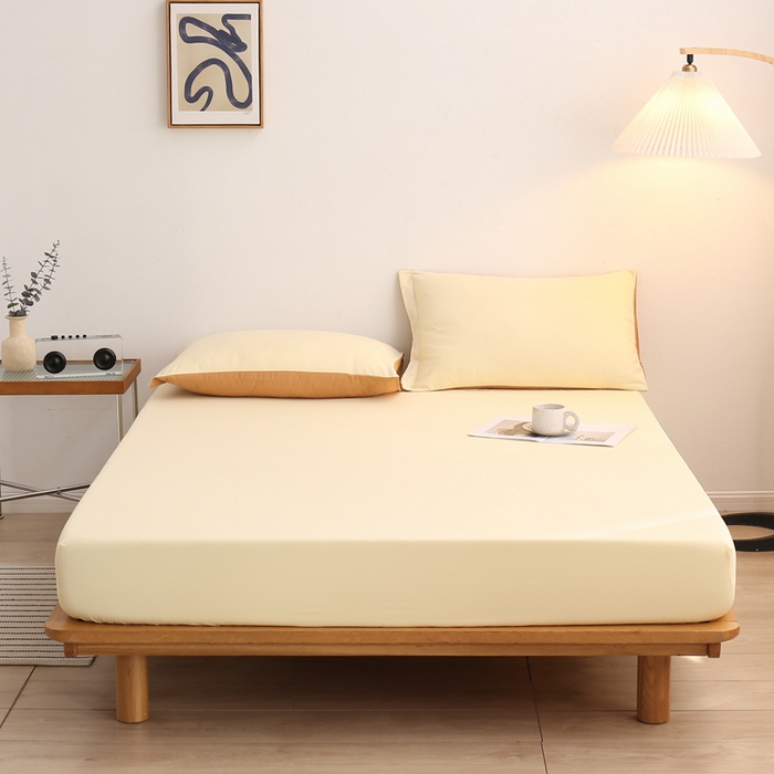 91家纺网 家纺一手货源 找家纺 啊雅家居 2025（外贸）新款简约单人床笠双人床笠水洗磨毛床笠跨境电商 梦幻黄