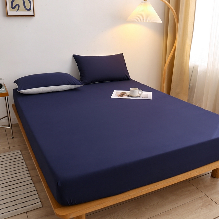 91家纺网 家纺一手货源 找家纺 啊雅家居 2025（外贸）新款简约单人床笠双人床笠水洗磨毛床笠跨境电商 藏青