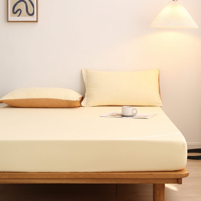 91家纺网 家纺一手货源 找家纺 啊雅家居 2025（外贸）新款简约单人床笠双人床笠水洗磨毛床笠跨境电商 梦幻黄