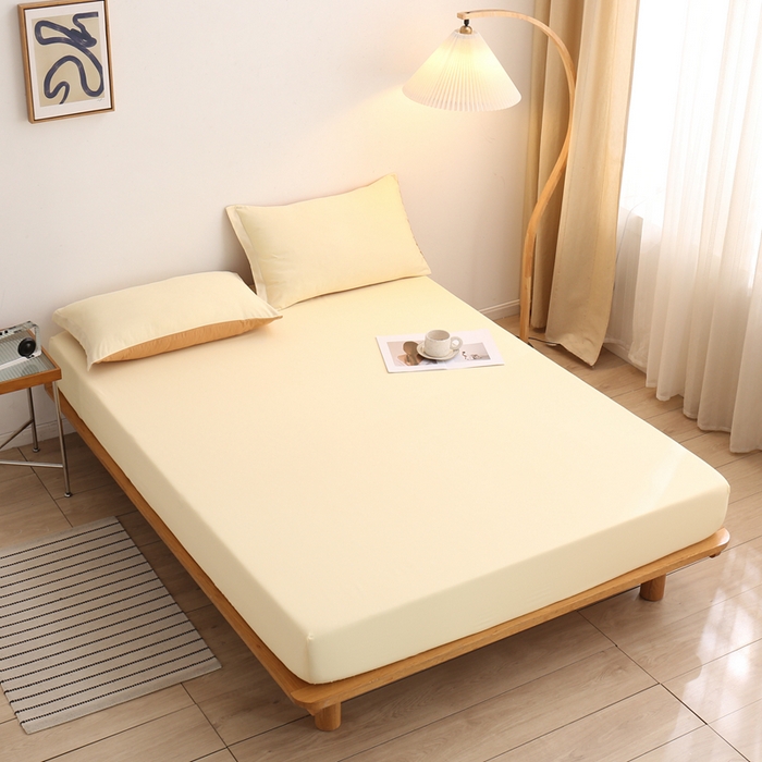 91家纺网 家纺一手货源 找家纺 啊雅家居 2025（外贸）新款简约单人床笠双人床笠水洗磨毛床笠跨境电商 梦幻黄