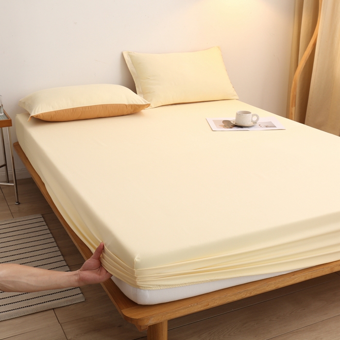 啊雅家居 2025（外贸）新款简约单人床笠双人床笠水洗磨毛床笠跨境电商 梦幻黄