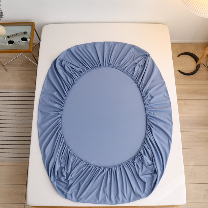 91家纺网 家纺一手货源 找家纺 啊雅家居 2025（外贸）新款简约单人床笠双人床笠水洗磨毛床笠跨境电商 浅蓝灰