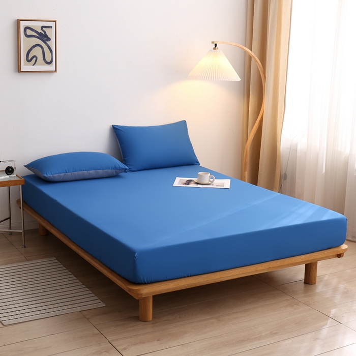 91家纺网 家纺一手货源 找家纺 啊雅家居 2025（外贸）新款简约单人床笠双人床笠水洗磨毛床笠跨境电商 克莱因蓝