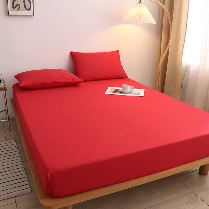 91家纺网 家纺一手货源 找家纺 啊雅家居 2025（外贸）新款简约单人床笠双人床笠水洗磨毛床笠跨境电商 红色