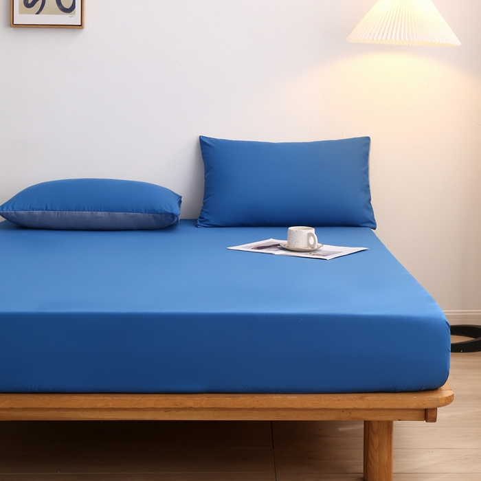 91家纺网 家纺一手货源 找家纺 啊雅家居 2025（外贸）新款简约单人床笠双人床笠水洗磨毛床笠跨境电商 克莱因蓝