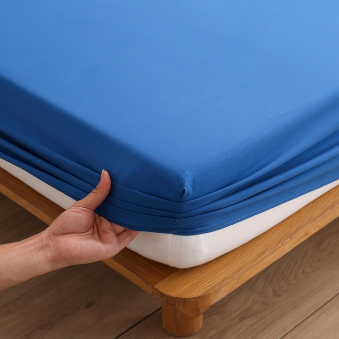 91家纺网 家纺一手货源 找家纺 啊雅家居 2025（外贸）新款简约单人床笠双人床笠水洗磨毛床笠跨境电商 克莱因蓝