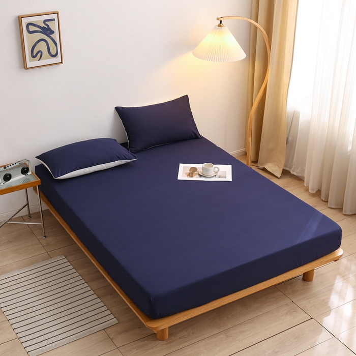 91家纺网 家纺一手货源 找家纺 啊雅家居 2025（外贸）新款简约单人床笠双人床笠水洗磨毛床笠跨境电商 藏青