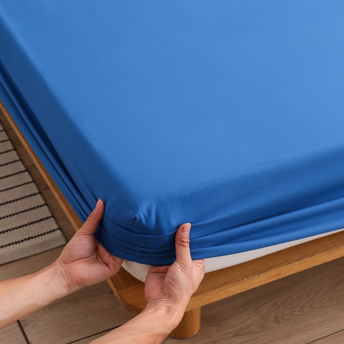 91家纺网 家纺一手货源 找家纺 啊雅家居 2025（外贸）新款简约单人床笠双人床笠水洗磨毛床笠跨境电商 克莱因蓝