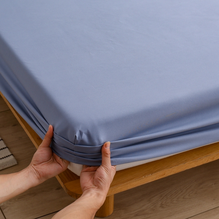 91家纺网 家纺一手货源 找家纺 啊雅家居 2025（外贸）新款简约单人床笠双人床笠水洗磨毛床笠跨境电商 浅蓝灰