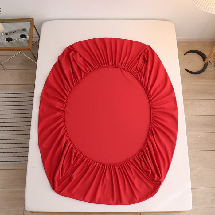 91家纺网 家纺一手货源 找家纺 啊雅家居 2025（外贸）新款简约单人床笠双人床笠水洗磨毛床笠跨境电商 红色