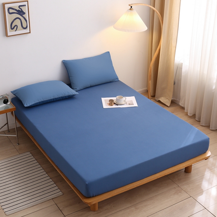 91家纺网 家纺一手货源 找家纺 啊雅家居 2025（外贸）新款简约单人床笠双人床笠水洗磨毛床笠跨境电商 蓝色