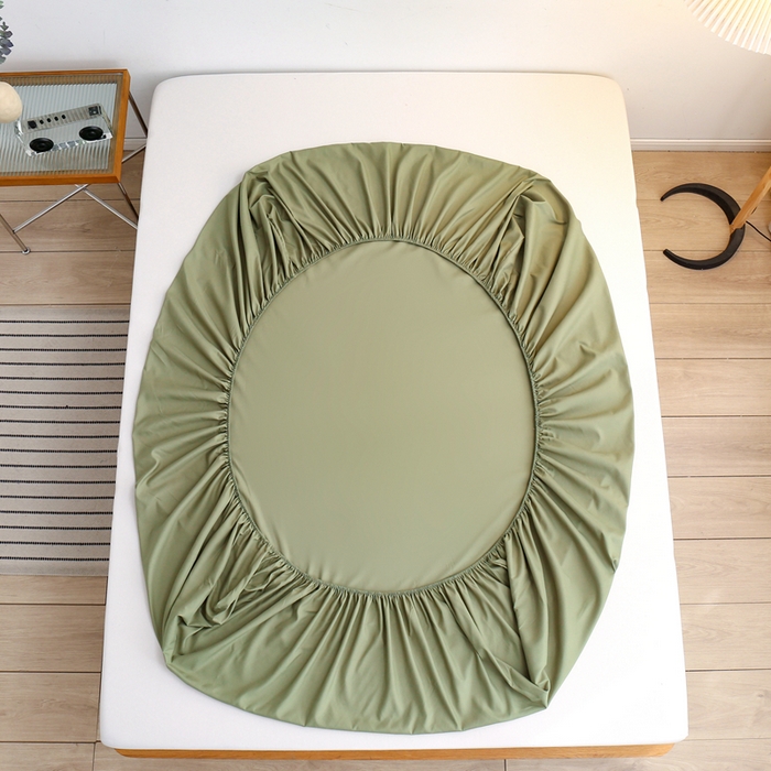 91家纺网 家纺一手货源 找家纺 啊雅家居 2025（外贸）新款简约单人床笠双人床笠水洗磨毛床笠跨境电商 草绿