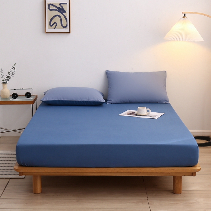 91家纺网 家纺一手货源 找家纺 啊雅家居 2025（外贸）新款简约单人床笠双人床笠水洗磨毛床笠跨境电商 蓝色