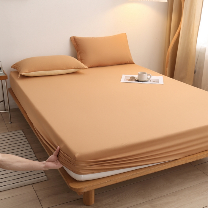 啊雅家居 2025（外贸）新款简约单人床笠双人床笠水洗磨毛床笠跨境电商 咖色