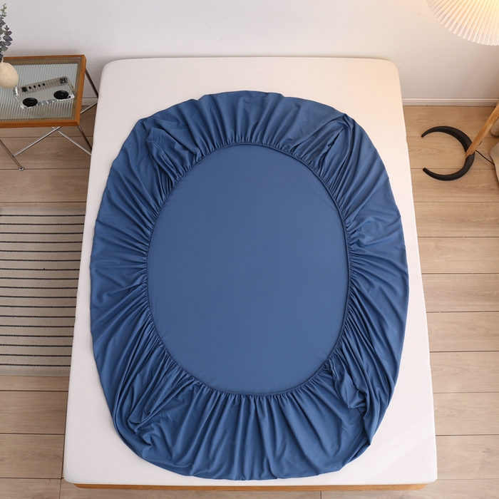 91家纺网 家纺一手货源 找家纺 啊雅家居 2025（外贸）新款简约单人床笠双人床笠水洗磨毛床笠跨境电商 蓝色