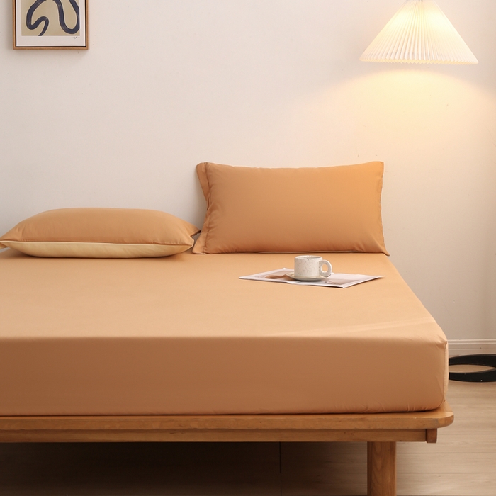 91家纺网 家纺一手货源 找家纺 啊雅家居 2025（外贸）新款简约单人床笠双人床笠水洗磨毛床笠跨境电商 咖色