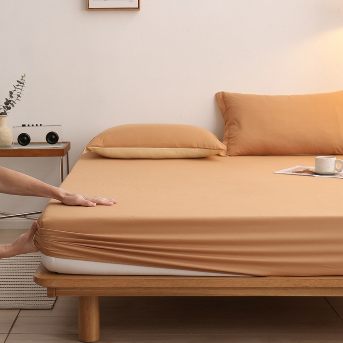 91家纺网 家纺一手货源 找家纺 啊雅家居 2025（外贸）新款简约单人床笠双人床笠水洗磨毛床笠跨境电商 咖色