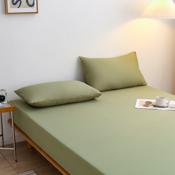 91家纺网 家纺一手货源 找家纺 啊雅家居 2025（外贸）新款简约单人床笠双人床笠水洗磨毛床笠跨境电商 草绿