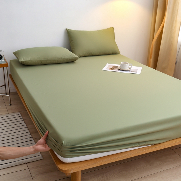 啊雅家居 2025（外贸）新款简约单人床笠双人床笠水洗磨毛床笠跨境电商 草绿