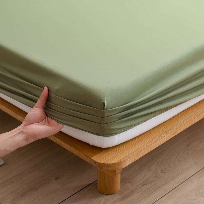 91家纺网 家纺一手货源 找家纺 啊雅家居 2025（外贸）新款简约单人床笠双人床笠水洗磨毛床笠跨境电商 草绿