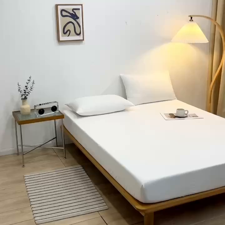 91家纺网 家纺一手货源 找家纺 啊雅家居 2025（外贸）新款简约单人床笠双人床笠水洗磨毛床笠跨境电商 大白