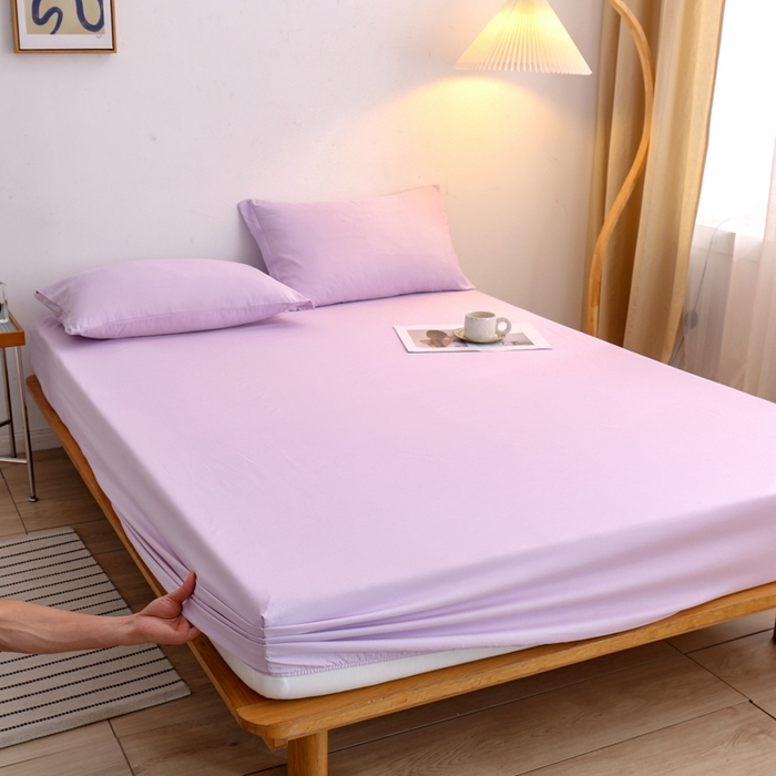 啊雅家居 2025（外贸）新款简约单人床笠双人床笠水洗磨毛床笠跨境电商 紫色