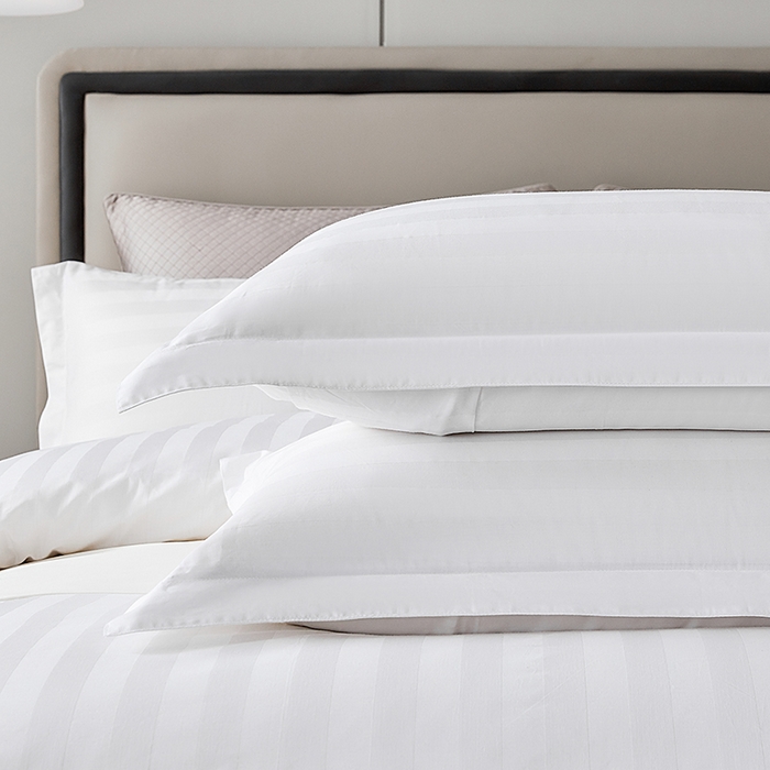 91家纺网 家纺一手货源 找家纺 （总）啊雅家居 2025新款全棉缎条40支宾馆民宿枕套床单被套床笠四套件