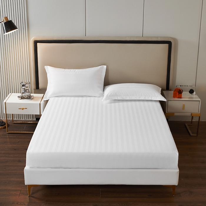 91家纺网 家纺一手货源 找家纺 （总）啊雅家居 2025新款全棉缎条40支宾馆民宿枕套床单被套床笠四套件