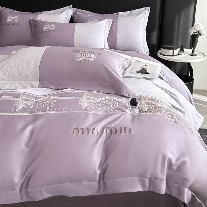 91家纺网 家纺一手货源 找家纺 优眠坊 2025新款全棉肌理纹绣花四件套-雅菲系列 雅菲-紫
