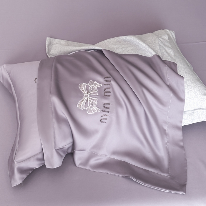 91家纺网 家纺一手货源 找家纺 优眠坊 2025新款全棉肌理纹绣花四件套-雅菲系列 雅菲-紫