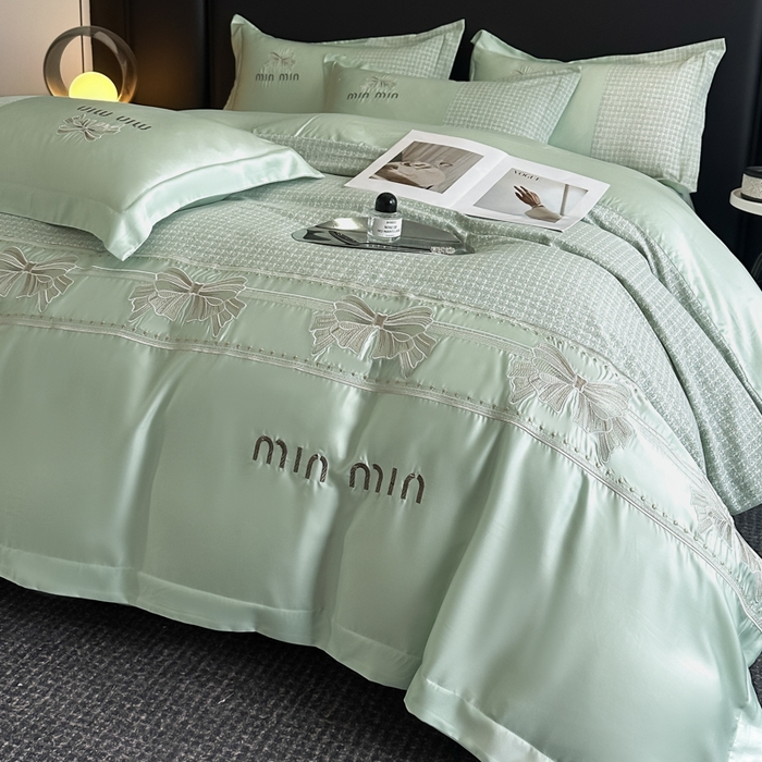 优眠坊 2025新款全棉肌理纹绣花四件套-雅菲系列 雅菲-绿