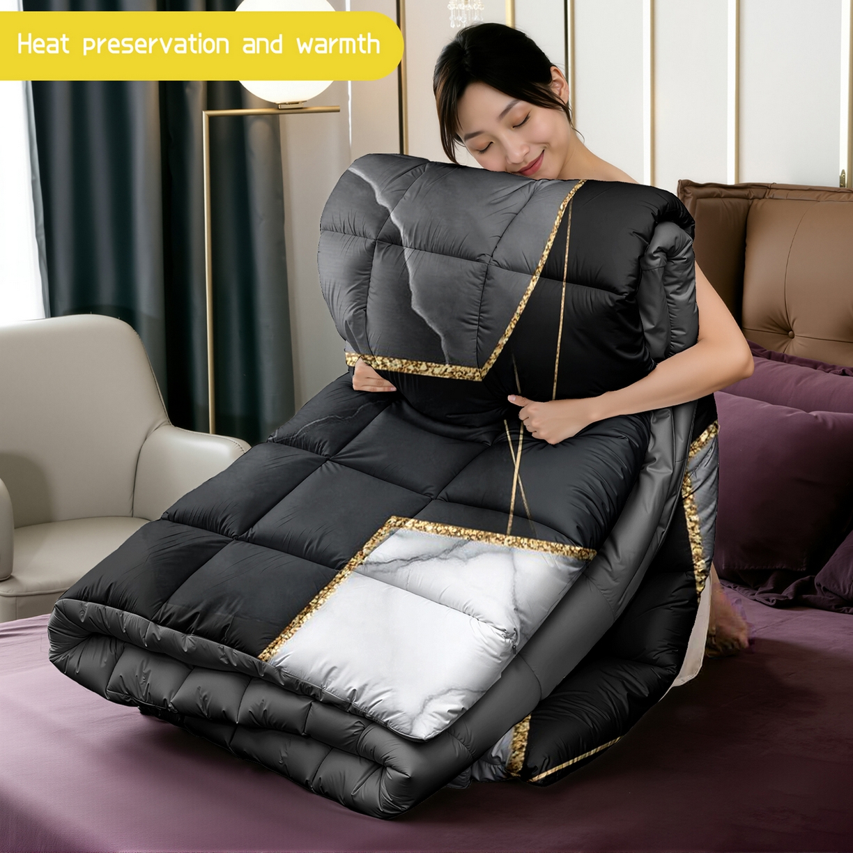 91家纺网 家纺一手货源 找家纺 （总）合纵跨境工厂 一件定制pod模式跨境被子90G水洗棉被芯单品三件套一件代发希音集采亚马逊速卖通-24小时内发货