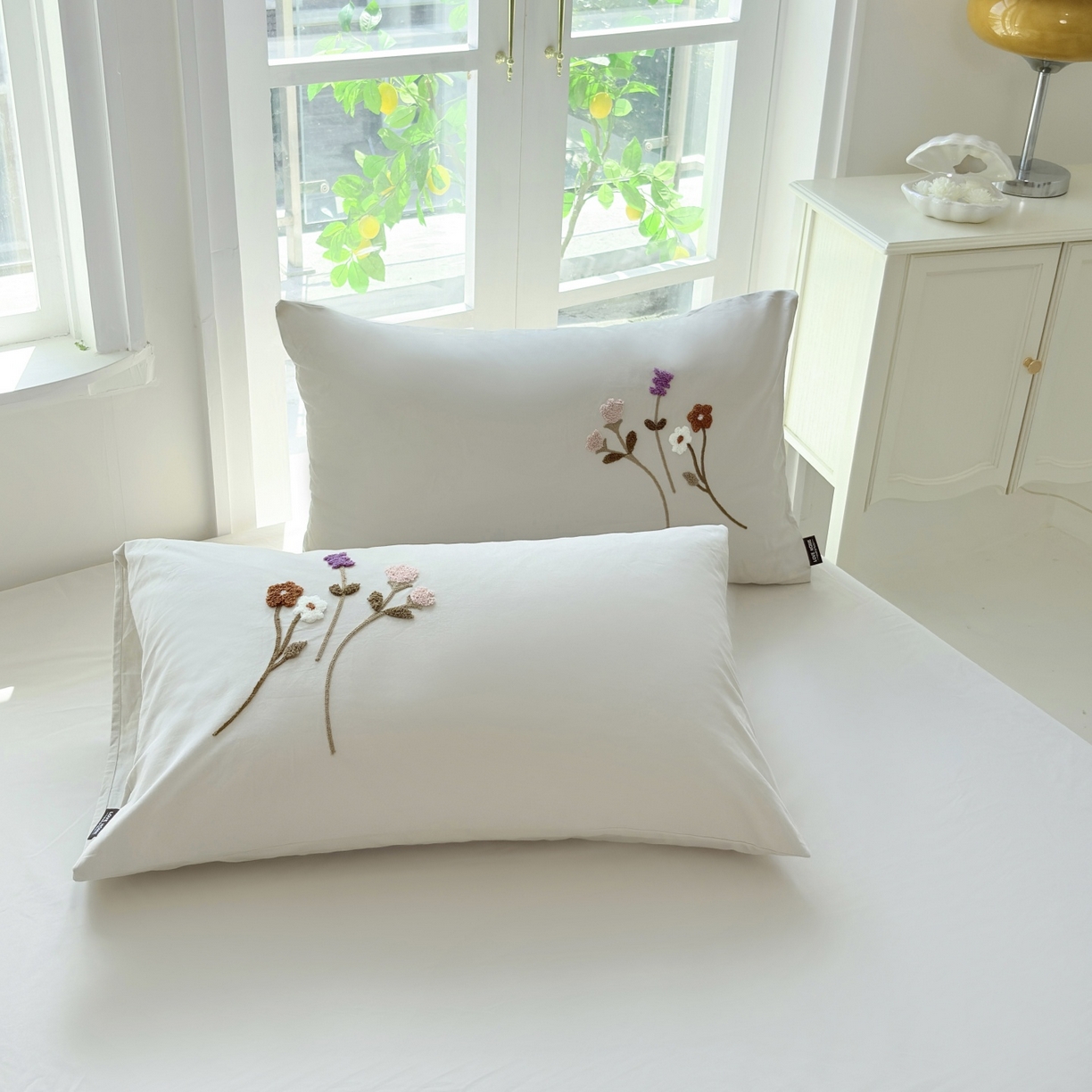 91家纺网 家纺一手货源 找家纺 未来家居 2025新款秋冬全棉加厚磨毛纯色毛巾绣花款工艺四件套 薰衣草-绿