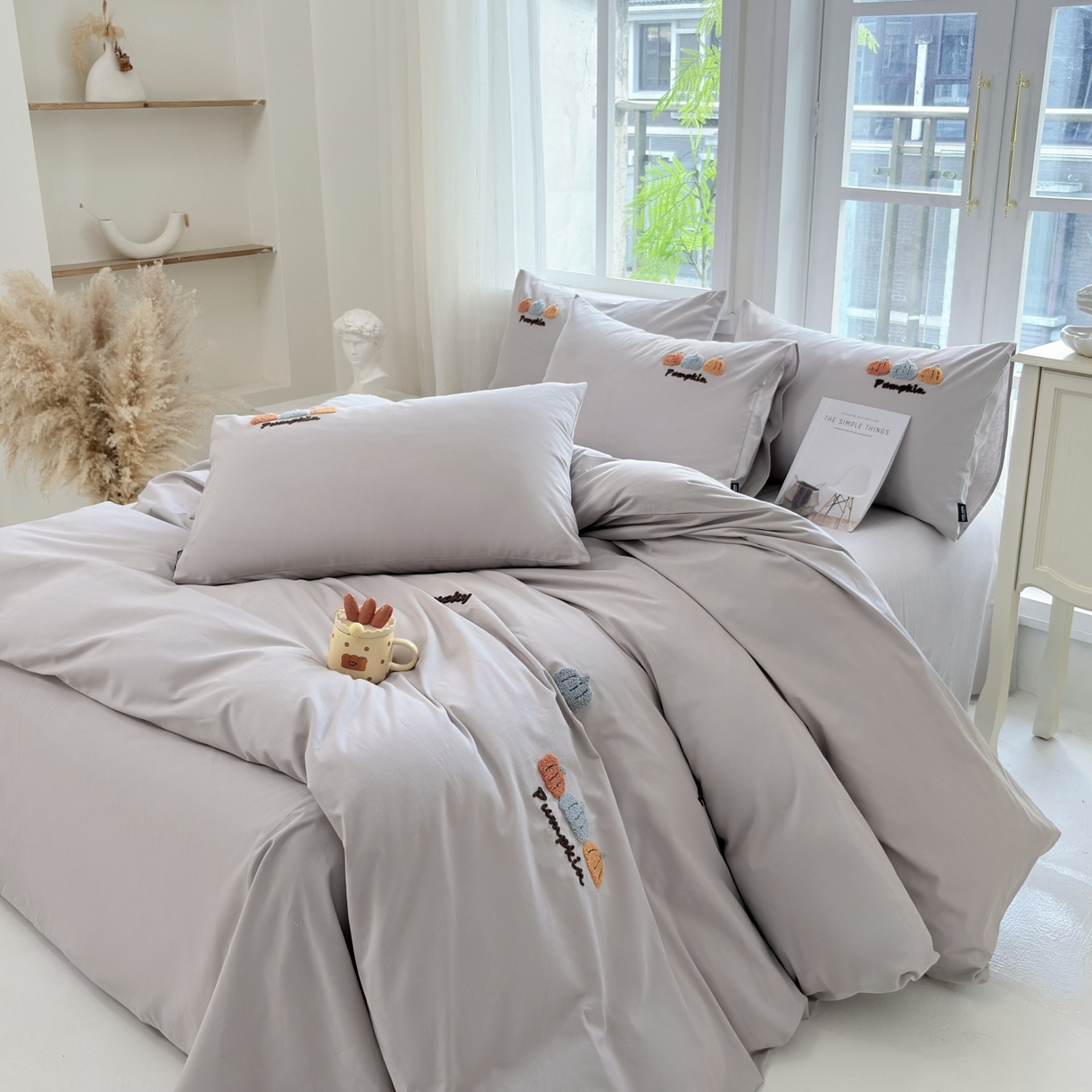 91家纺网 家纺一手货源 找家纺 （总）未来家居 2025新款秋冬全棉加厚磨毛纯色毛巾绣花款工艺四件套