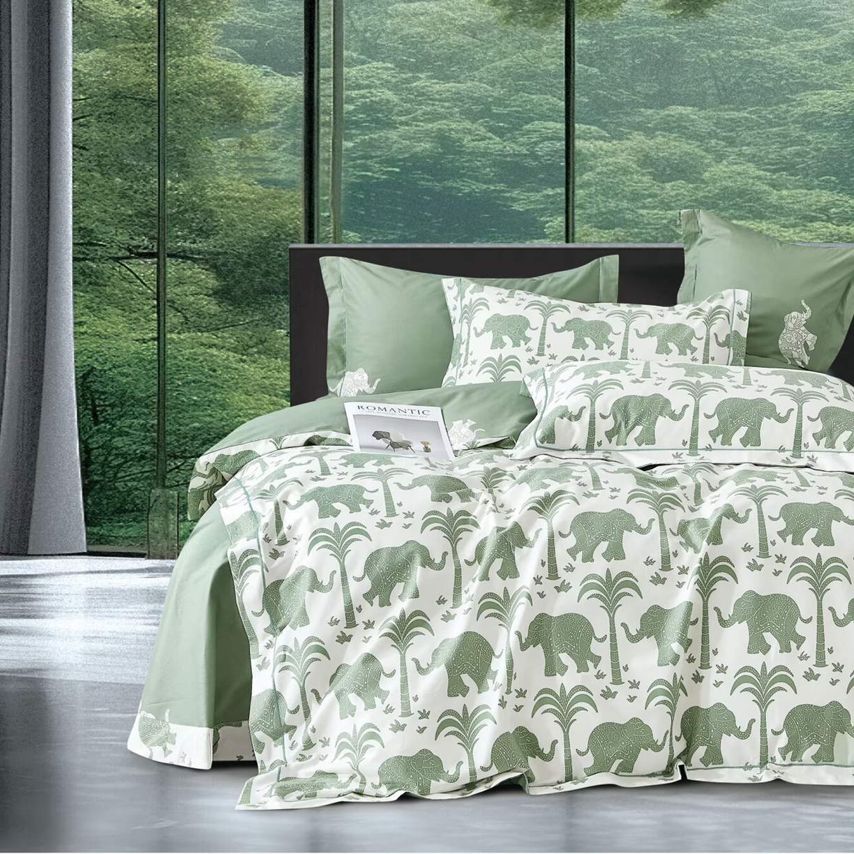 未来家居 2025新款全棉铂金凯丽13376特价活动款四件套 六福-绿