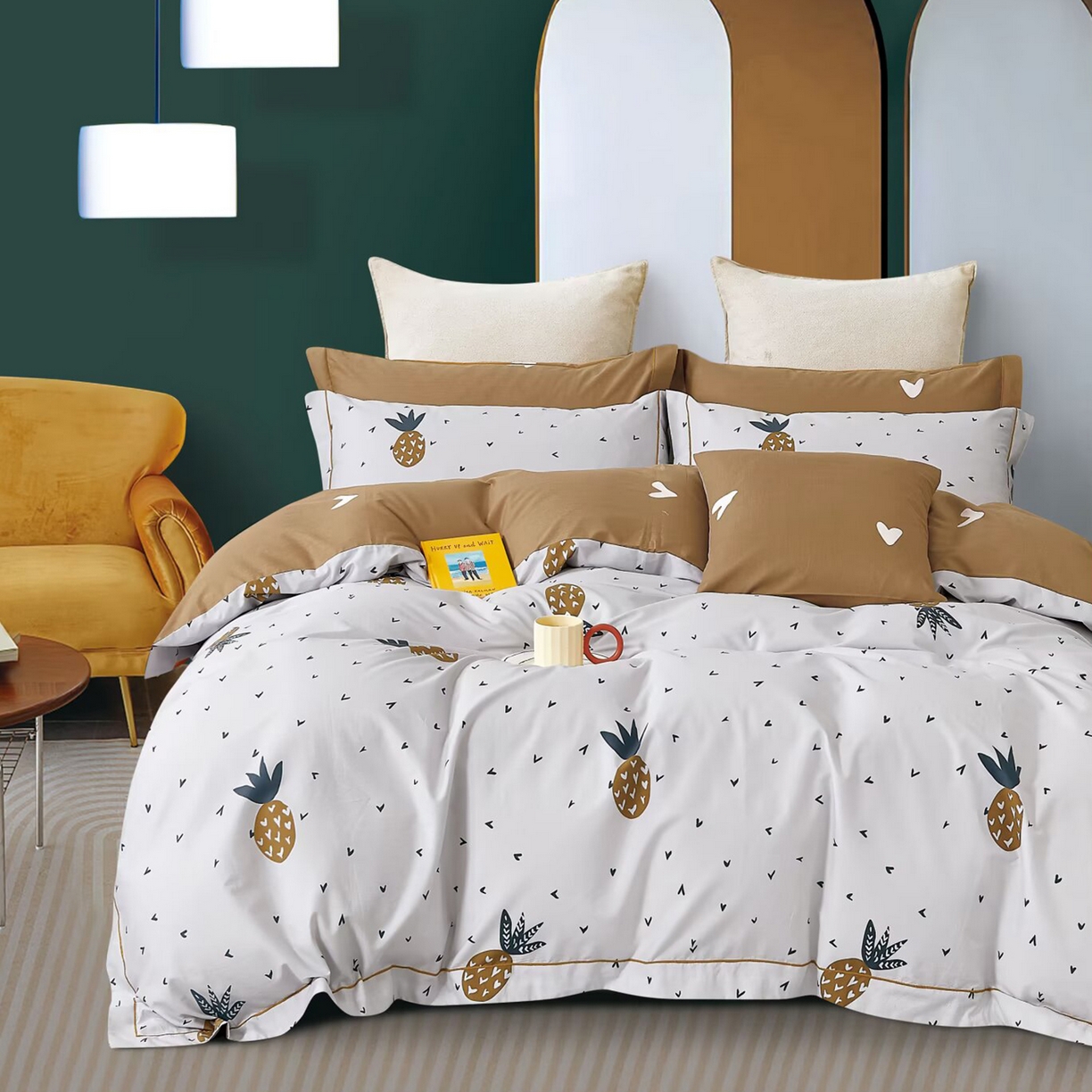 未来家居 2025新款全棉铂金凯丽13376特价活动款四件套 菠小萝-灰