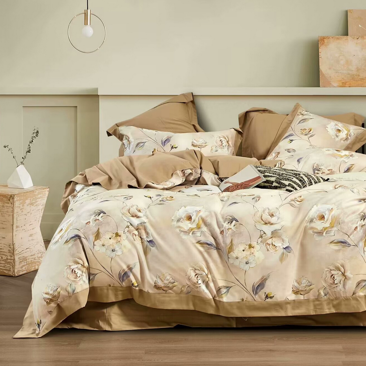 91家纺网 家纺一手货源 找家纺 （总）未来家居 2025新款UD100支全棉磨毛贡缎艾棉绒四件套