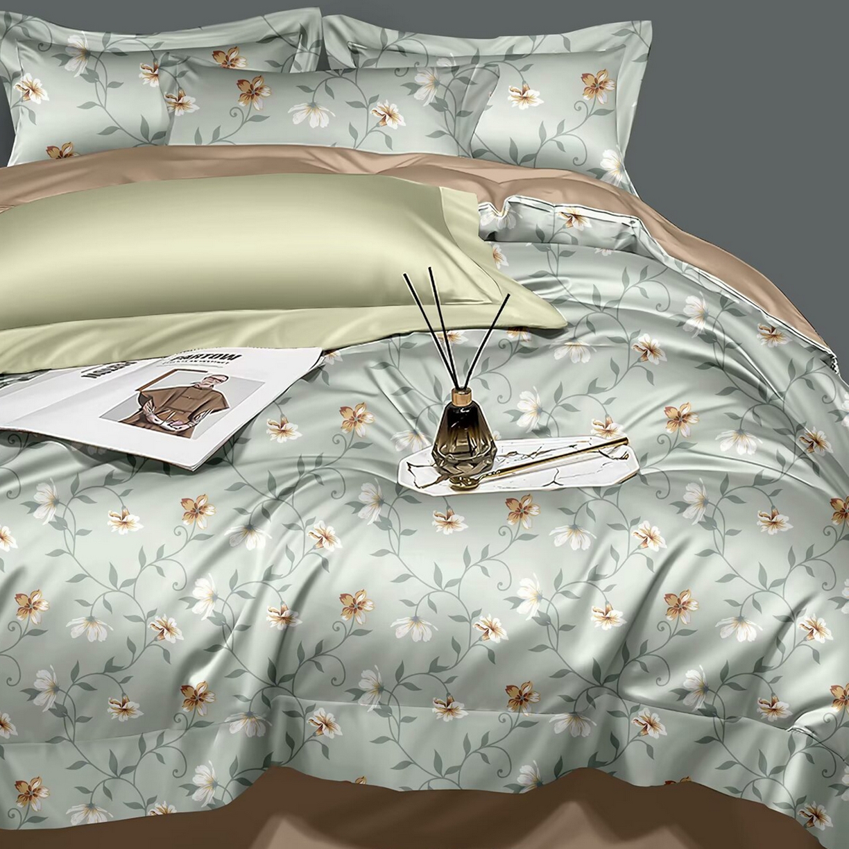 91家纺网 家纺一手货源 找家纺 （总）未来家居 2025新款UD100支全棉磨毛贡缎艾棉绒四件套