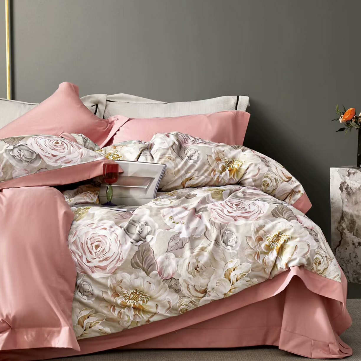 91家纺网 家纺一手货源 找家纺 （总）未来家居 2025新款UD100支全棉磨毛贡缎艾棉绒四件套