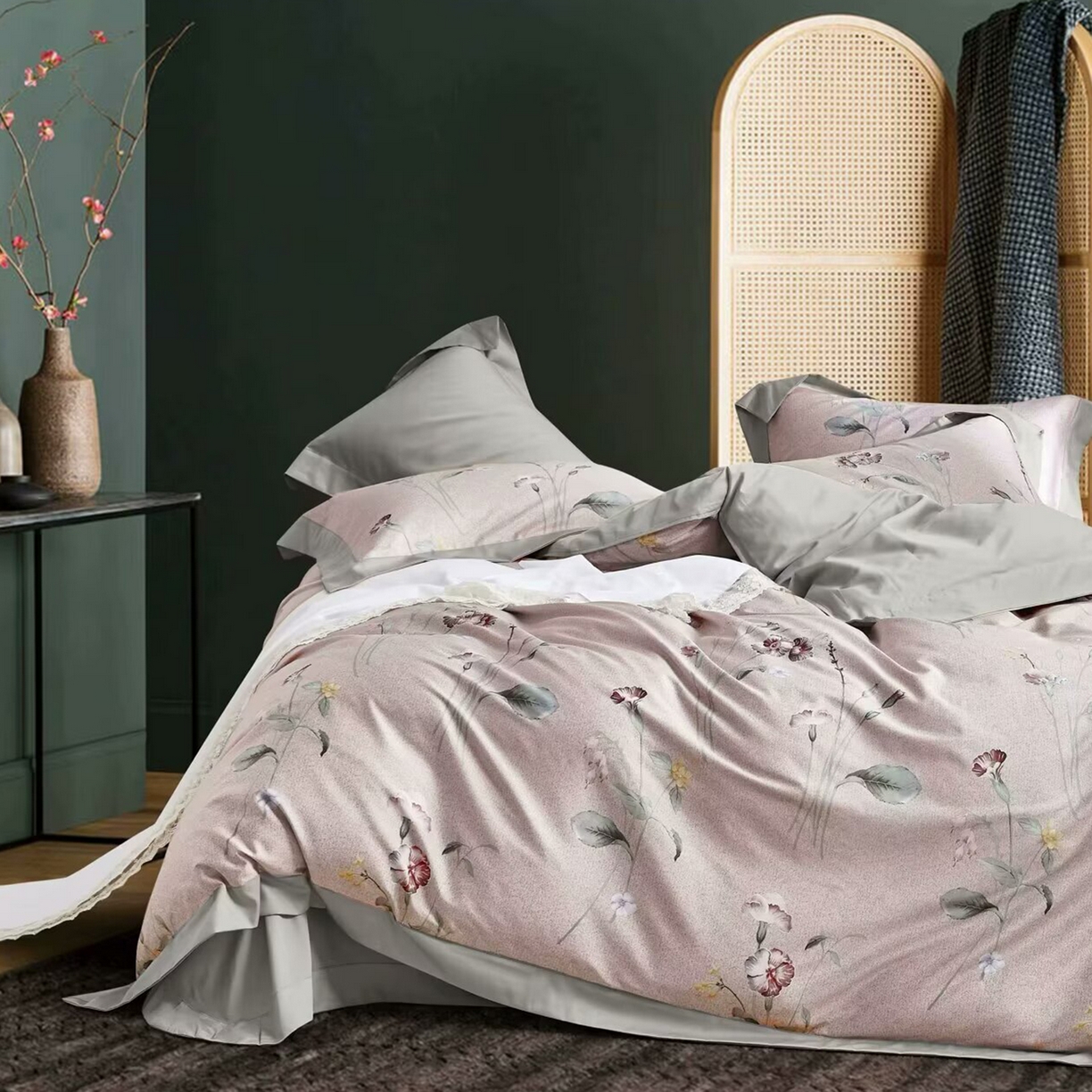 91家纺网 家纺一手货源 找家纺 （总）未来家居 2025新款UD100支全棉磨毛贡缎艾棉绒四件套