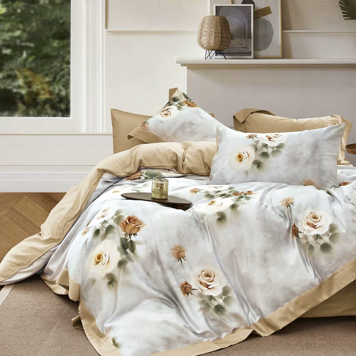 91家纺网 家纺一手货源 找家纺 （总）未来家居 2025新款UD100支全棉磨毛贡缎艾棉绒四件套