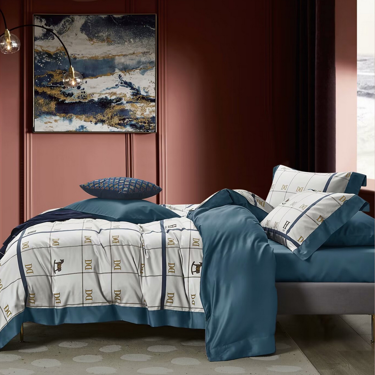 91家纺网 家纺一手货源 找家纺 （总）未来家居 2025新款UD100支全棉磨毛贡缎艾棉绒四件套