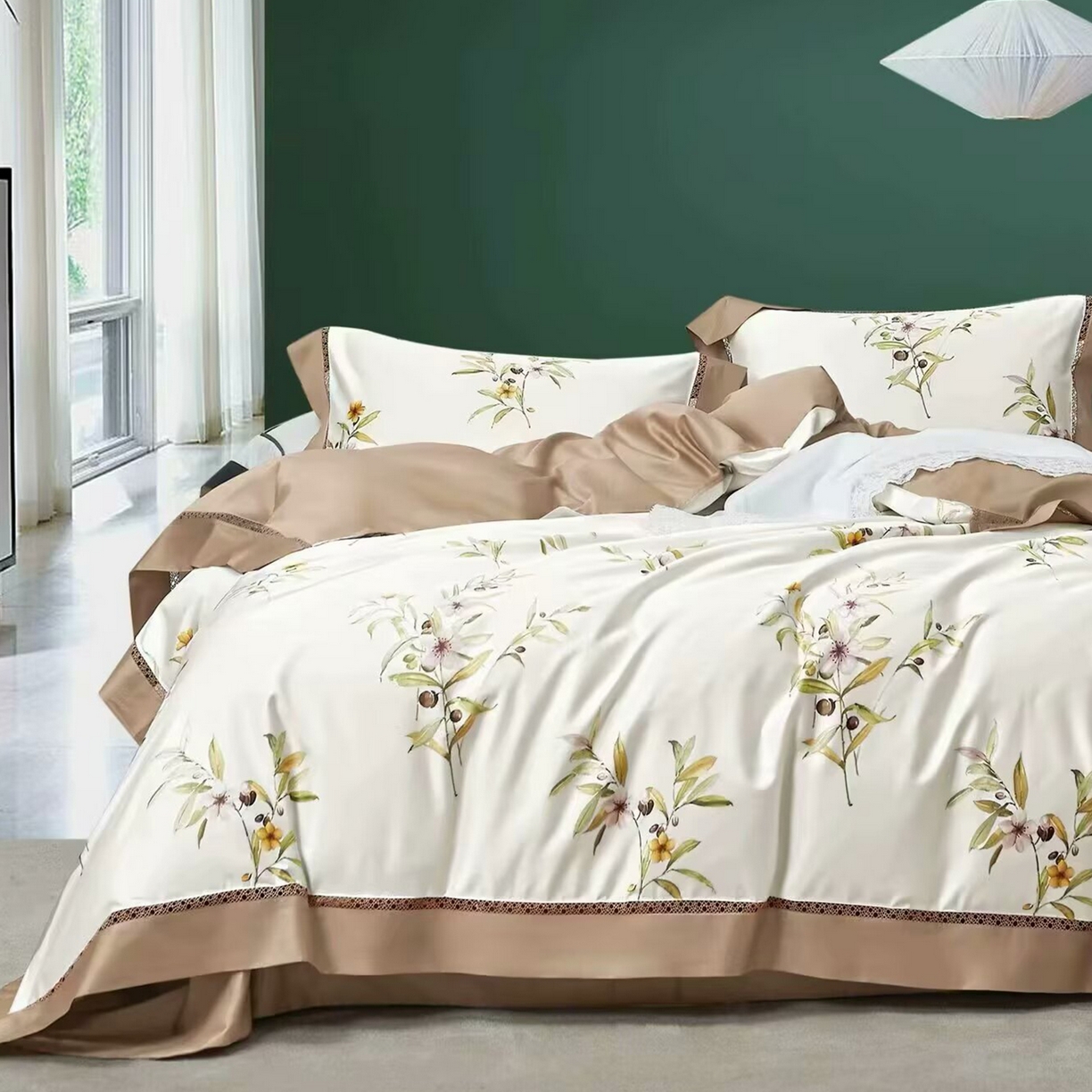 91家纺网 家纺一手货源 找家纺 （总）未来家居 2025新款UD100支全棉磨毛贡缎艾棉绒四件套